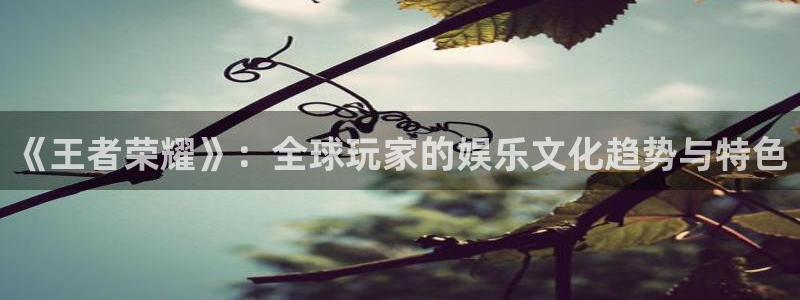 杏宇娱乐登录官网入口网址：《王者荣耀》：全球玩家的娱乐文化趋